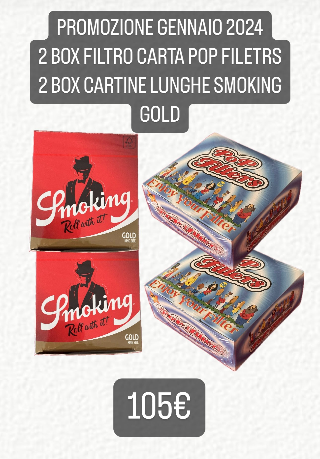 Cartine Lunghe Smoking Gold + Pop Filters Filtro Carta