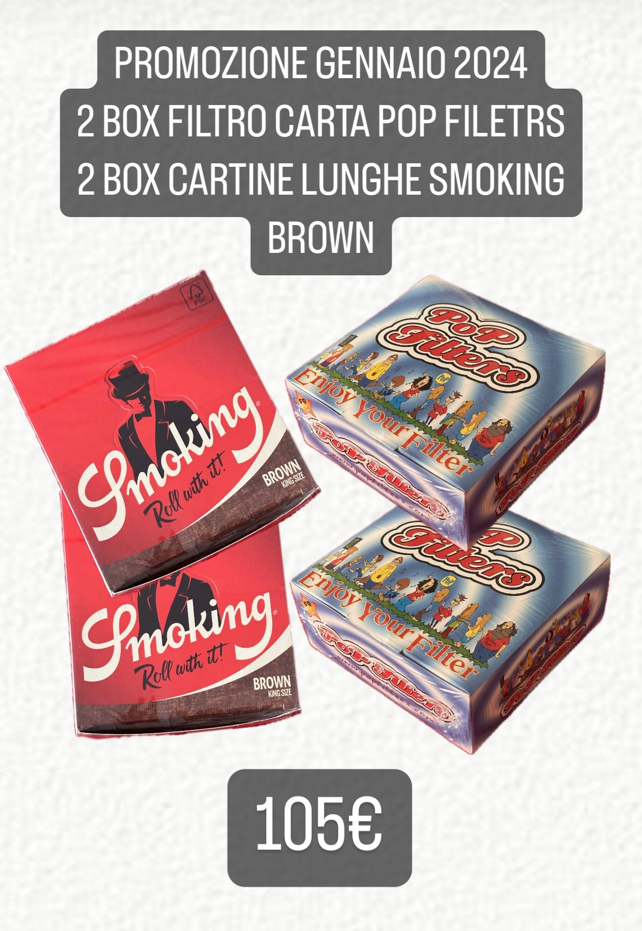 Cartine Lunghe Smoking Brown + Pop Filters Filtro Carta
